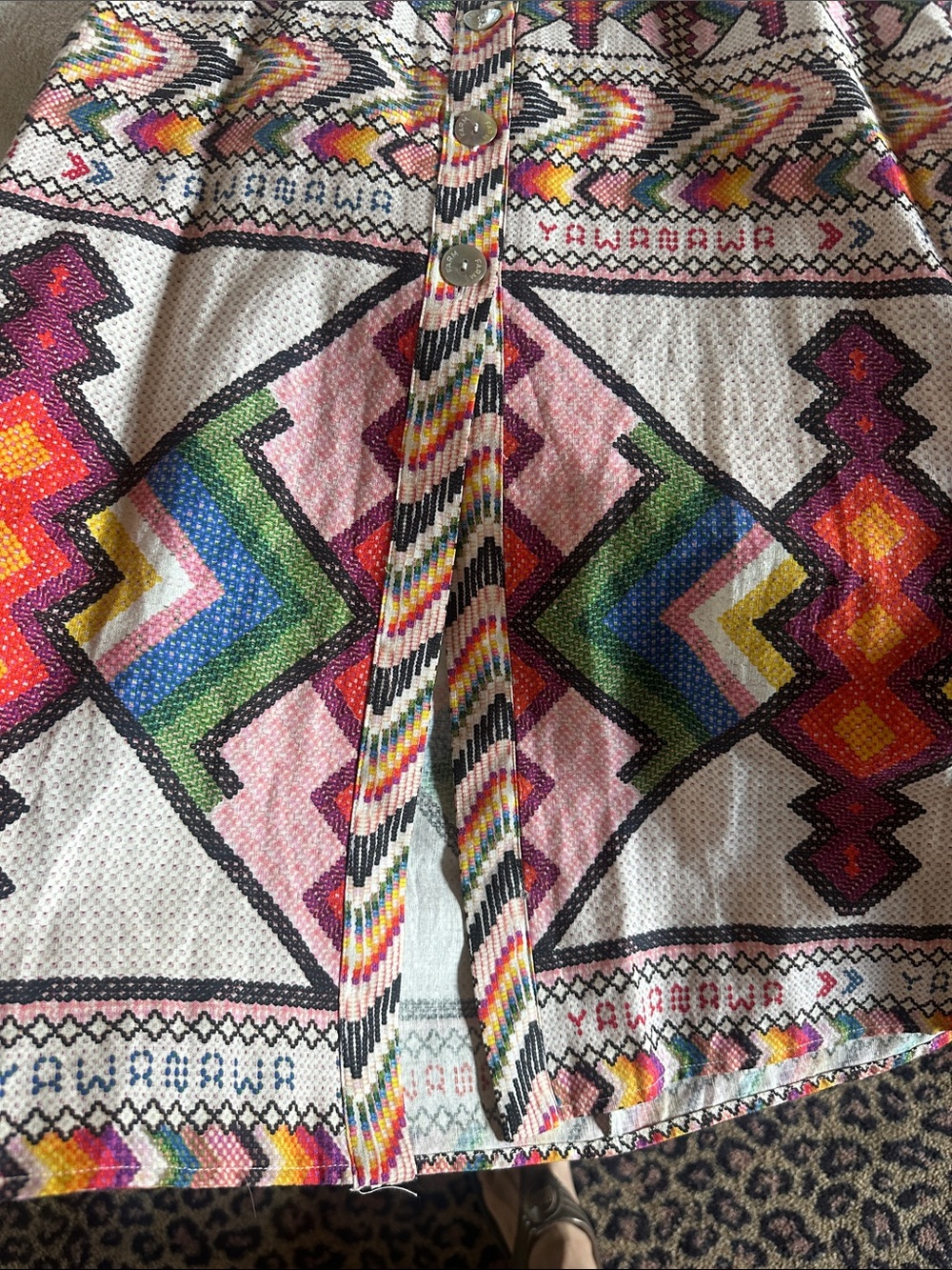 FARM Rio Bright Multicolor Geometric Midi Dress Boho Aztec Tribal Summer - Picture 7 of 7
